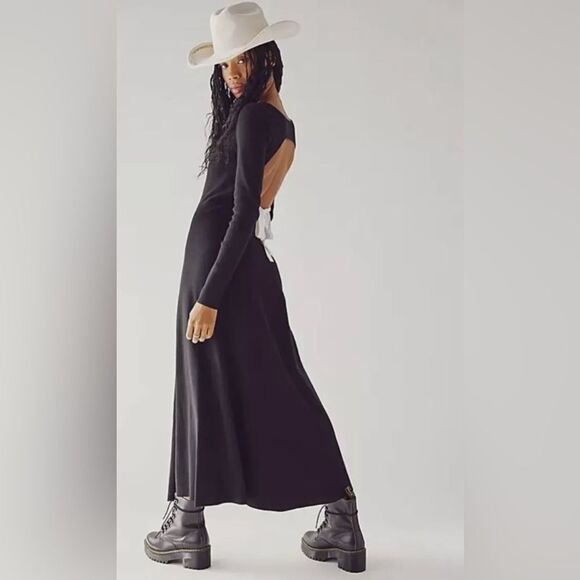 Free People Tupelo Honey Maxi Dress Black - Picture 1 of 9
